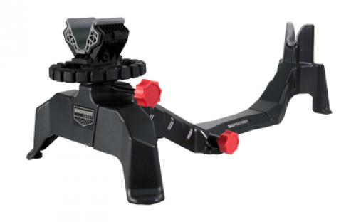 Birchwood Casey Foxtrot Shooting Rest, Padded Front and Rear, Adjustable Elevation, Detachable Rear For Use With Handguns, Shooting Rest, Black/Red BC-CSR