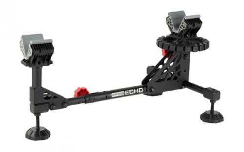 Birchwood Casey Echo Shooting Rest, Non-Slip Rubber Stock Rest, Adjustable Leveling Feet, Steel Frame Design, Black/Red BC-ESR