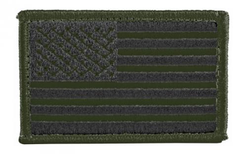 BLACKHAWK American Flag Patch, 2X3, Hook and Loop, OD and Black 90SAFV