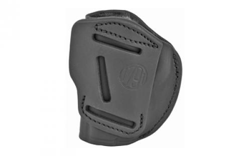 1791 4 Way Holster, Leather Belt Holster, Right Hand, Stealth Black, Fits Glock 48 and S&W EZ380, Size 1 4WH-1-SBL-R