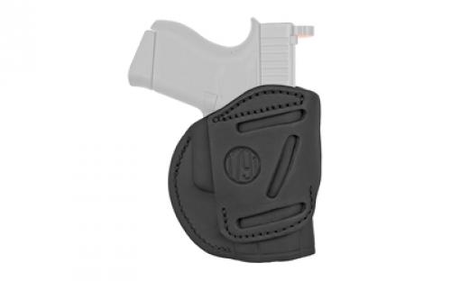1791 4 Way Holster, IWB/OWB Belt Holster, Size 3, Left Hand, Stealth Black, Leather 4WH-3-SBL-L