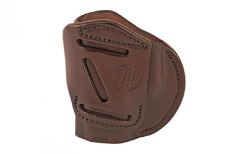 1791 4 Way Holster, Leather Belt Holster, Right Hand, Signature Brown, Fits Glock 26 27 33 & S&W MP9/Shield, Size 3 4WH-3-SBR-R