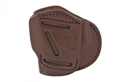 1791 4 Way Holster, Leather Belt Holster, Right Hand, Signature Brown, Fits Glock 26 27 33 & Springfield XDS/XDE/XD9/XD40, Size 4 4WH-4-SBR-R
