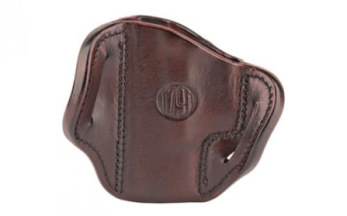 1791 Belt Holster, Right Hand, Brown, Leather. Fits 1911 Officer with Rail / Glock 17, 19, 19x, 23, 25, 26, 27, 28, 29, 30, 32, 33, 45, 48 / FN FNS-9 / Ruger SR9, SR40, SR22 / S&W MP9, MP40, MP40c, Shield, 5903 / Sig Sauer P225-A1, P228, P229, P229c / Springfield XD9, XD40, XDS, XDE / Walther P99, P22, PPS, CCP / Taurus PT111, G2, G2c, 709 Slim / And similar frames BH2.1-SBR-R