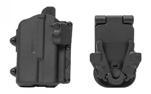 Rapid Force Rapid Force Level II Slim, Outside the Waistband Holster, Fits Glock 19/23/32/45 with Light, Quick Detach System, Polymer, Black, Right Hand R2-LB-0057-R-B-L1-D