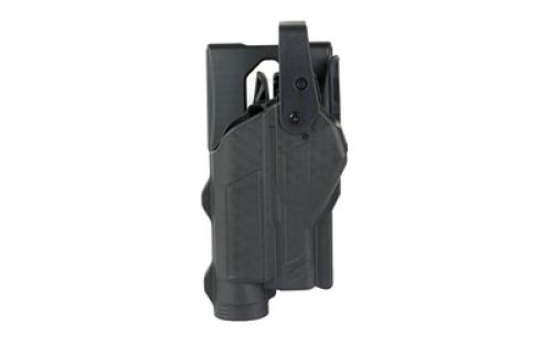 Rapid Force Rapid Force Duty Holster, Outside the Waistband Holster, Level 3 Retention, Fits Glock 17/31/47/22 (Will Not Fit Gen 5 G22) with Light, Basket Weave Finish, Mid Ride, Right Hand, Polymer, Black RFS-0601-R-BB-9-D