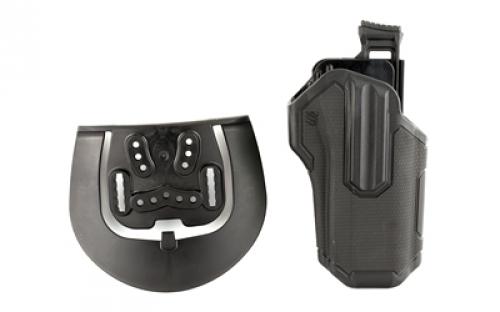 BLACKHAWK Omnivore L2 Multi-Fit Holster, Fits More Than 150 Styles of Semi-Automatic Handguns with Accessory Rail, Thumb Activated Active Retention Mechanism, Level 2 Retention, Right Hand, Black 419000BBR