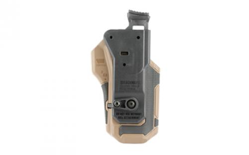 BLACKHAWK Omnivore Nonlight Multi-Fit Holster, Belt Holster, Left Hand, Black/Tan, Fits More Than 150 Styles of Semi-Automatic Handguns with Accessory Rail, Hard, Thumb Activated Retention Mechanism 419000BCL