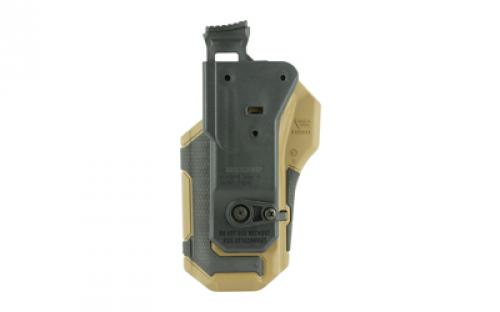 BLACKHAWK Omnivore Nonlight Multi-Fit Holster, NonLight, Belt Holster, Right Hand, Black/Tan, Fits More Than 150 Styles of Semi-Automatic Handguns with Accessory Rail, Hard, Thumb Activated Retention Mechanism 419000BCR
