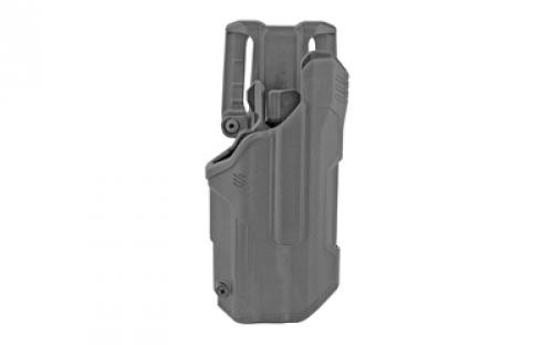 BLACKHAWK T-Series L2D, Duty Holster, Right Hand, Black, Fits Glock 17/22/31 With TLR1/TLR2, Includes Jacket Slot Belt Loop 44N200BKR