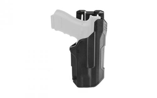 BLACKHAWK T-Series, L2D, Duty Holster, Left Hand, Fits Glock 20/21/37/38 w/TLR 1 or 2, Black, Includes Jacket Slot Belt Loop, Polymer 44N213BKL