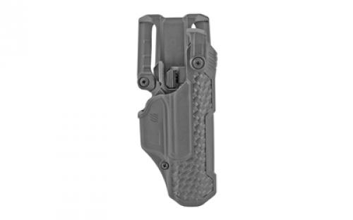 BLACKHAWK T-Series, L3D, Duty Holster, Right Hand, Fits Glock 17/19/22/23/31/32/45/47, Includes Jacket Slot Belt Loop, Black Basketweave Finish, Polymer 44N500BWR