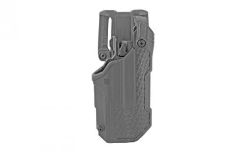 BLACKHAWK T-Series L3D, Duty Holster, Right Hand, Fits Glock 17/22/31 With TLR1/TLR2, Includes Jacket Slot Belt Loop, Black Basketweave Finish 44N600BWR