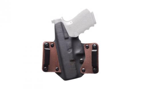 BlackPoint Tactical Leather Wing OWB Holster, Fits Glock 19/23/32, Right Hand, Coyote Kydex & Chocolate Leather, with 1.75" Belt Loops, 15 Degree Cant 100203