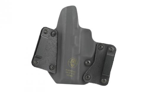 BlackPoint Tactical Leather Wing OWB Holster, Fits HK VP9, Right Hand, Black Kydex & Leather, with 1.75" Belt Loops, 15 Degree Cant 102636