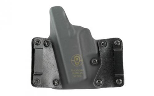 BlackPoint Tactical Leather Wing OWB Holster, Fits Glock 43, Right Hand, Black Kydex & Leather, with 1.75" Belt Loops, 15 Degree Cant 103336