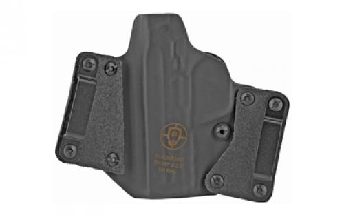 BlackPoint Tactical Leather Wing OWB Holster, Fits S&W M&P 9/40 Compact M2.0 with 4" Barrel, Right Hand, Black Kydex & Leather, with 1.75" Belt Loops, 15 Degree Cant 105862