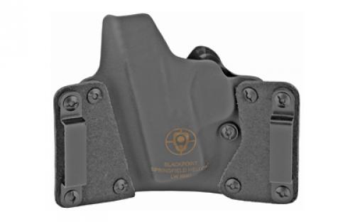 BlackPoint Tactical Leather Wing OWB Holster, Fits Springfield Hellcat, Right Hand, Black Kydex & Leather, with 1.75" Belt Loops, 15 Degree Cant 122227