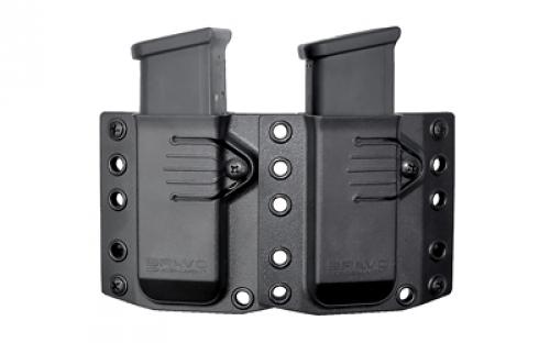 Bravo Concealment Magazine Pouch, Double, 1.5 Belt Loops, Size Medium, Fits Glock 43X, Sig P365, and Springfield Hellcat Magazines, Ambidextrous, Polymer, Black BC60-2002M