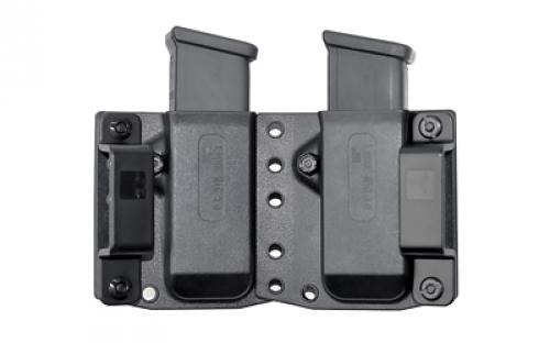 Bravo Concealment Magazine Pouch, Double, 1.5" Belt Loops, Size Medium, Fits Glock 43X, Sig P365, and Springfield Hellcat Magazines, Ambidextrous, Polymer, Black BC60-2002M