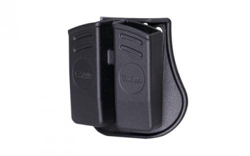 Century Arms Double Magazine Pouch, Matte Finish, Black, Polymer Construction, Fits Double Stack 9mm Magazines PACN0379
