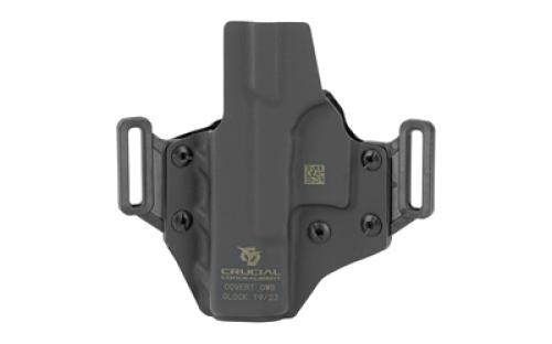 Crucial Concealment Covert OWB, OWB Holster, Right Hand, Kydex, Black, Fits Glock 19 1001
