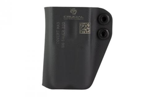 Crucial Concealment Covert Mag, Magazine Pouch, Ambidextrous, Fits Sig Sauer P320 Magazines, Kydex Construction, Black 1038