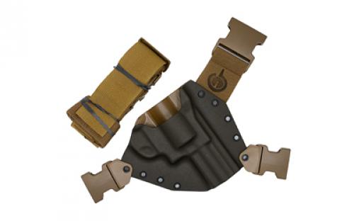 GunfightersINC Kenai Chest Holster, Kydex Shell, Nylon Harness, Fits Smith & Wesson L-Frame Revolver, Gray Shell, Coyote Brown Harness, Right Hand KN-SWL-040221