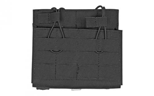 Grey Ghost Gear Double 7.62 Mag Pouch, Fits 7.62NATO/308WIN AR Magazines, Laminate Nylon, Includes a Bungee Retention Strap to Allow for Silent Removal of your Magazine, Attaches to any MOLLE/PALS Style Webbing, Black 1051-2