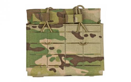 Grey Ghost Gear Double 7.62 Mag Pouch, Fits 7.62NATO/308WIN AR Magazines, Laminate Nylon, Includes a Bungee Retention Strap to Allow for Silent Removal of your Magazine, Attaches to any MOLLE/PALS Style Webbing, Multicam 1051-5