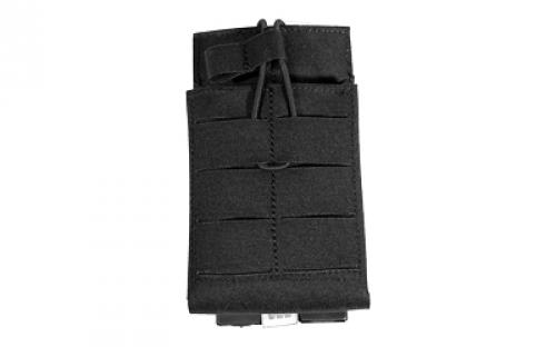 Grey Ghost Gear Single 7.62 Mag Pouch, Fits 7.62NATO/308WIN AR Magazines, Laminate Nylon, Includes a Bungee Retention Strap to Allow for Silent Removal of your Magazine, Attaches to any MOLLE/PALS Style Webbing, Black 1053-2