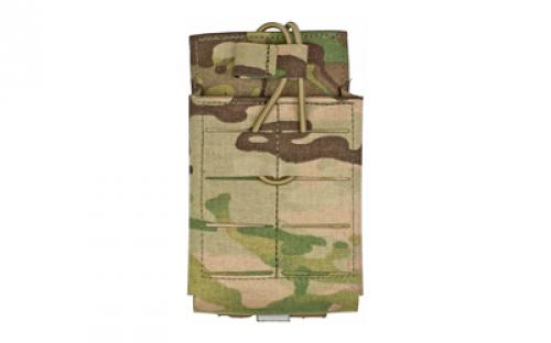 Grey Ghost Gear Single 7.62 Mag Pouch, Fits 7.62NATO/308WIN AR Magazines, Laminate Nylon, Includes a Bungee Retention Strap to Allow for Silent Removal of your Magazine, Attaches to any MOLLE/PALS Style Webbing, Multicam 1053-5