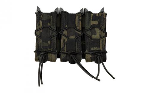 High Speed Gear Pistol TACO, Triple Magazine Pouch, MOLLE, Fits Most Pistol Magazines, Hybrid Kydex and Nylon, Multicam Black 11PT03MB
