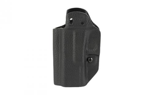 Mission First Tactical Hybrid Holster, Inside Waistband Holster, Ambidextrous, Fits Glock 19/23/45, Kydex with Leather Shell, Includes 1.5 Belt Attachment, Black H3-GL-1-BLK2