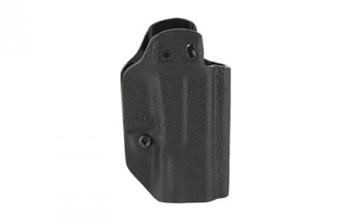 Mission First Tactical Hybrid Holster, Inside Waistband Holster, Ambidextrous, Fits Glock 19/23/45, Kydex with Leather Shell, Includes 1.5" Belt Attachment, Black H3-GL-1-BLK2