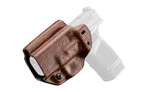 Mission First Tactical Hybrid Holster, Inside Waistband Holster, Ambidextrous, Fits Springfield Hellcat, Kydex with Leather Shell, Includes 1.5 Belt Attachment, Brown H3-SFD-1-BR1