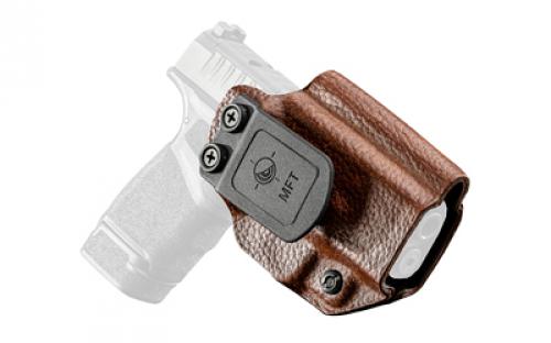 Mission First Tactical Hybrid Holster, Inside Waistband Holster, Ambidextrous, Fits Springfield Hellcat, Kydex with Leather Shell, Includes 1.5" Belt Attachment, Brown H3-SFD-1-BR1