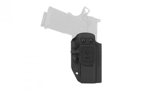 Mission First Tactical Hybrid Holster, Inside Waistband Holster, Ambidextrous, Fits Springfield Prodigy 4.25, Kydex with Leather Shell, Includes 1.5 Belt Attachment, Black H3-SFD-3-BLK2