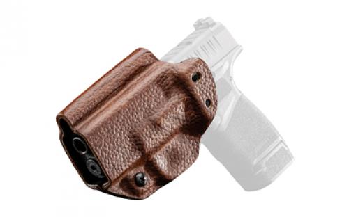 Mission First Tactical Hybrid Holster, Inside Waistband Holster, Ambidextrous, Fits Springfield Prodigy 4.25, Kydex with Leather Shell, Includes 1.5 Belt Attachment, Brown H3-SFD-3-BR1