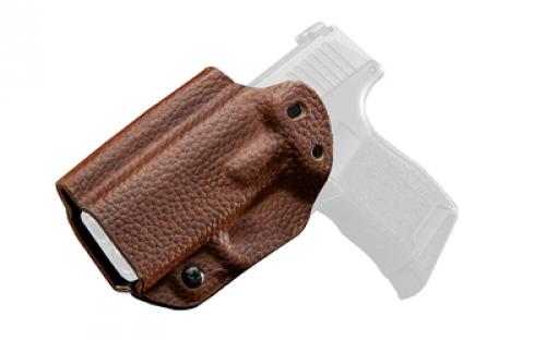 Mission First Tactical Hybrid Holster, Inside Waistband Holster, Ambidextrous, Fits Sig P365, Kydex with Leather Shell, Includes 1.5 Belt Attachment, Brown H3-SIG-1-BR1