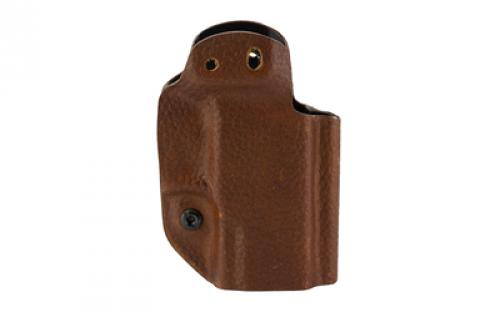 Mission First Tactical Hybrid Holster, Inside Waistband Holster, Ambidextrous, Fits Taurus PT111/G2/G2C/G2S/G3c, Kydex with Leather Shell, Includes 1.5 Belt Attachment, Brown H3-TU-1-BR1