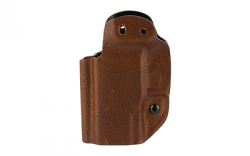 Mission First Tactical Hybrid Holster, Inside Waistband Holster, Ambidextrous, Fits Taurus PT111/G2/G2C/G2S/G3c, Kydex with Leather Shell, Includes 1.5" Belt Attachment, Brown H3-TU-1-BR1