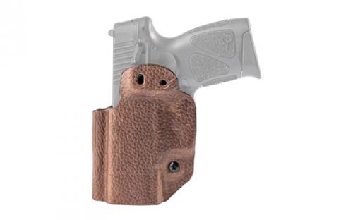 Mission First Tactical Hybrid Holster, Inside Waistband Holster, Ambidextrous, Fits Taurus G4, Kydex with Leather Shell, Includes 1.5 Belt Attachment, Brown H3-TU-3-BR1