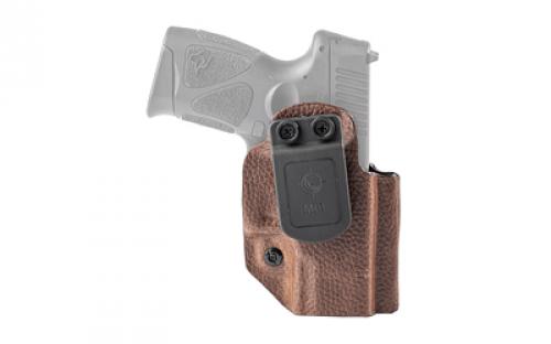 Mission First Tactical Hybrid Holster, Inside Waistband Holster, Ambidextrous, Fits Taurus G4, Kydex with Leather Shell, Includes 1.5" Belt Attachment, Brown H3-TU-3-BR1