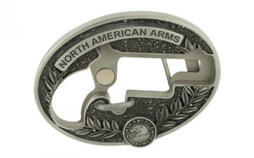 North American Arms Long Rifle Oval Ornate Belt Buckle, For 1 1/8 Long Rifle only, Secure Clip Release, Fits Belts 1 to 1 1/2 Wide BBO-L