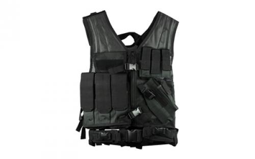 NCSTAR Tactical Vest, Nylon, Black, Size Medium- 2XL, Fully Adjustable, PALS Webbing, Pistol Mag Pouches, Rifle Mag Pouches, Includes Pistol Belt with Additional Accessory Pouches CTV2916B