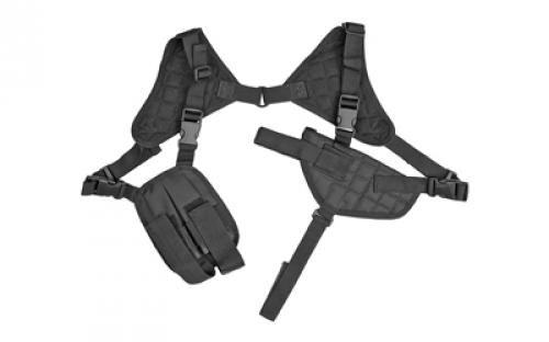 NCSTAR Shoulder Holster, Nylon, Black, Fully Adjustable, Includes Pistol Holster and Dual Magazine Pouch CV2909