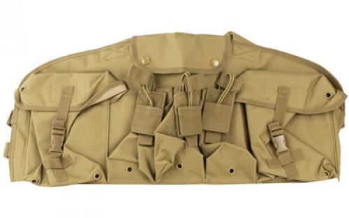 NCSTAR AK Chest Rig, Tan, Holds (6) AK Magazines, Nylon, Also includes One Belly Pouch for Additional Equipment and Two Gear Pouches CVAKCR2921T