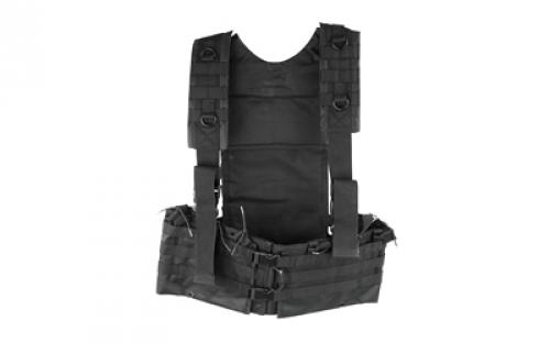 NCSTAR AR Chest Rig, Nylon, Black, Fully Adjustable, PALS/ MOLLE Webbing, Features Integrated 6 Double AR Magazine pouches CVARCR2922B
