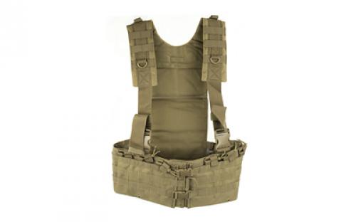 NCSTAR AR Chest Rig, Nylon, Tan, Fully Adjustable, PALS/ MOLLE Webbing, Includes 6 Double AR Magazine pouches CVARCR2922T
